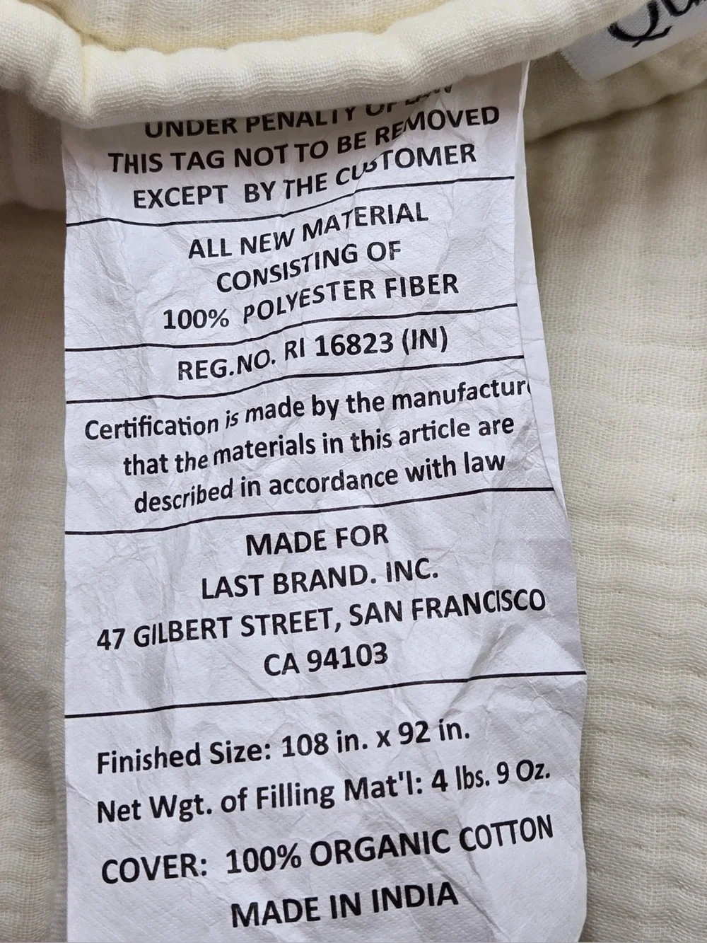 NWT QUINCE Organic Cotton Gauze Dream Quilt Set King/Cal King Ivory 0716